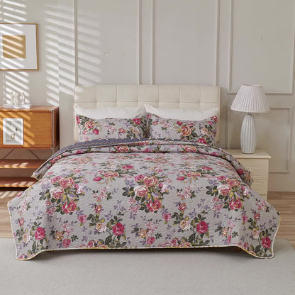 Copriletto retrò con fiori di peonia di lusso