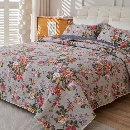 Copriletto retrò con fiori di peonia di lusso