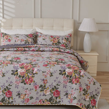Copriletto retrò con fiori di peonia di lusso