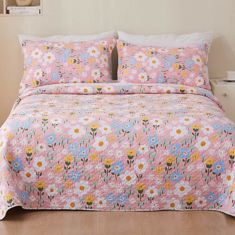 Copriletto floreale in stile country in cotone