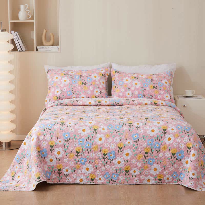 Copriletto floreale in stile country in cotone