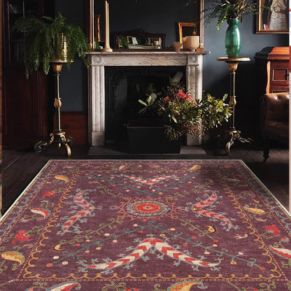 Tappeto antiscivolo lavabile e resistente con motivo Paisley retrò