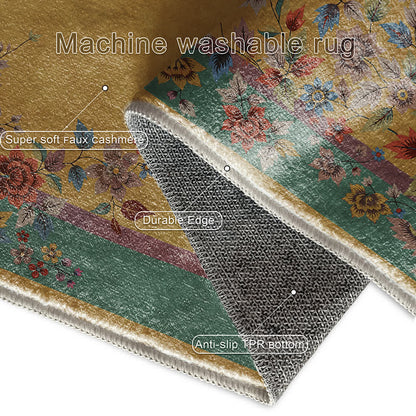 Tappeto antiscivolo lavabile con motivo floreale vintage