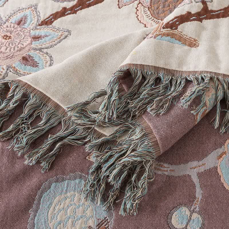 Trapunta vintage con nappe floreali in garza di cotone