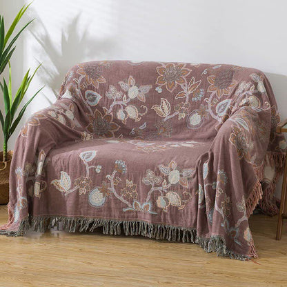 Trapunta vintage con nappe floreali in garza di cotone