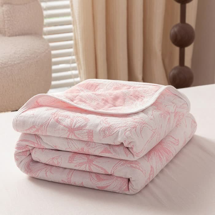 Trapunta jacquard con girasole tinto in filo in garza di cotone