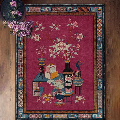 Tappeto antiscivolo lavabile con elegante vaso di fiori
