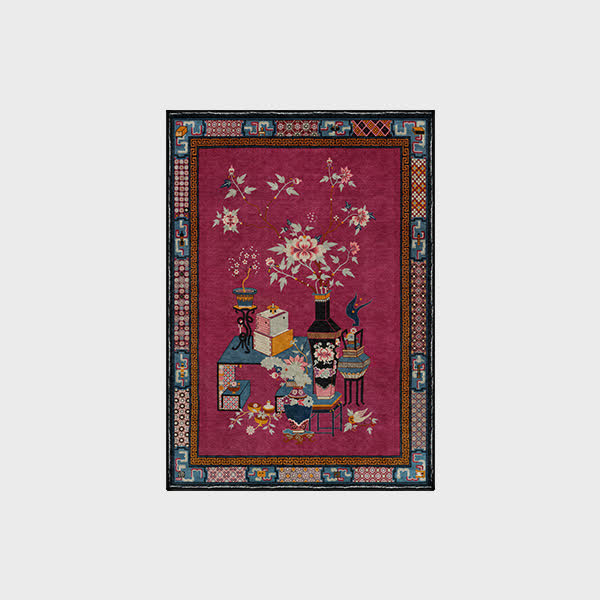 Tappeto antiscivolo lavabile con elegante vaso di fiori