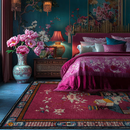 Tappeto antiscivolo lavabile con elegante vaso di fiori