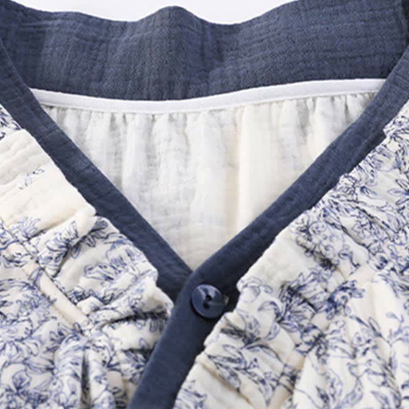Camicia da notte imbottita in stile country con cravatta e tasca - image 7