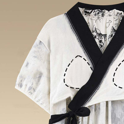 Camicia da notte imbottita in stile country con cravatta e tasca