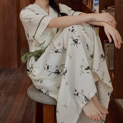 Camicia da notte imbottita con stampa panda e tasca