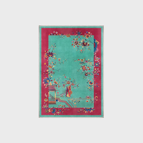 Elegante tappeto antiscivolo morbido con motivo floreale
