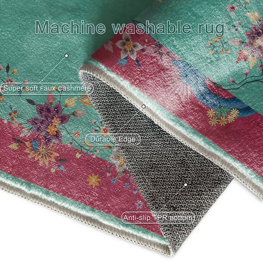 Elegante tappeto antiscivolo morbido con motivo floreale