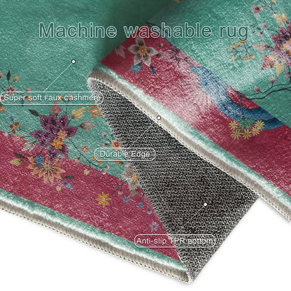 Elegante tappeto antiscivolo morbido con motivo floreale
