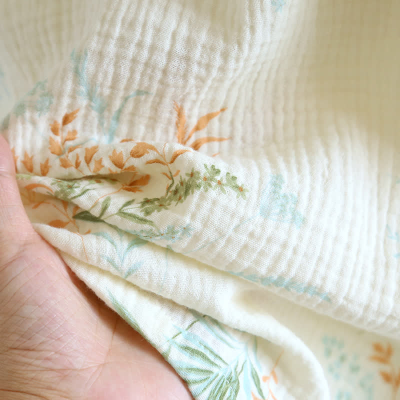 Camicia da notte a maniche lunghe in garza di cotone vegetale con tasca
