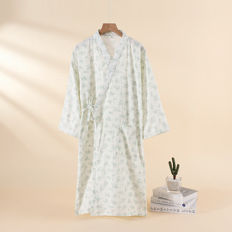 Camicia da notte in garza di cotone floreale da casa