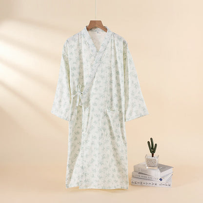 Camicia da notte in garza di cotone floreale da casa