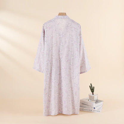 Camicia da notte in garza di cotone floreale da casa