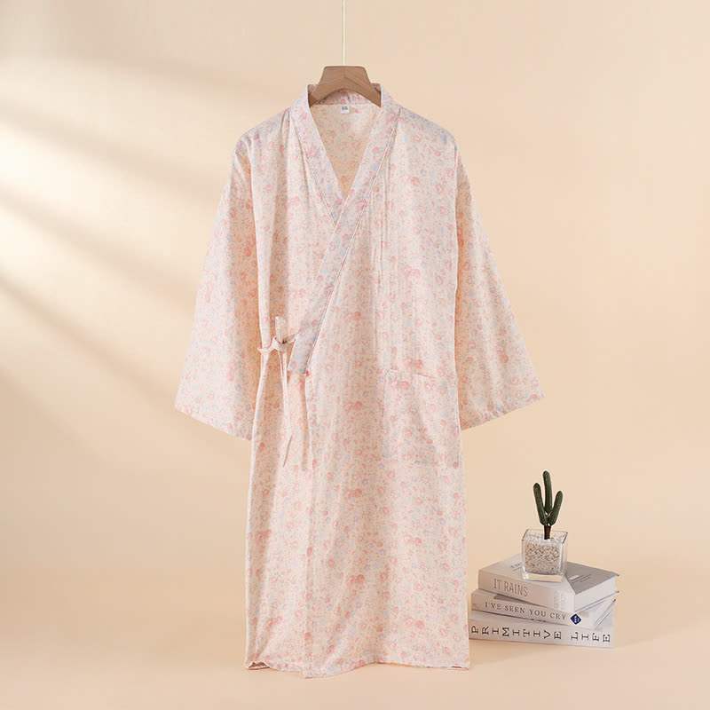 Camicia da notte in garza di cotone floreale da casa