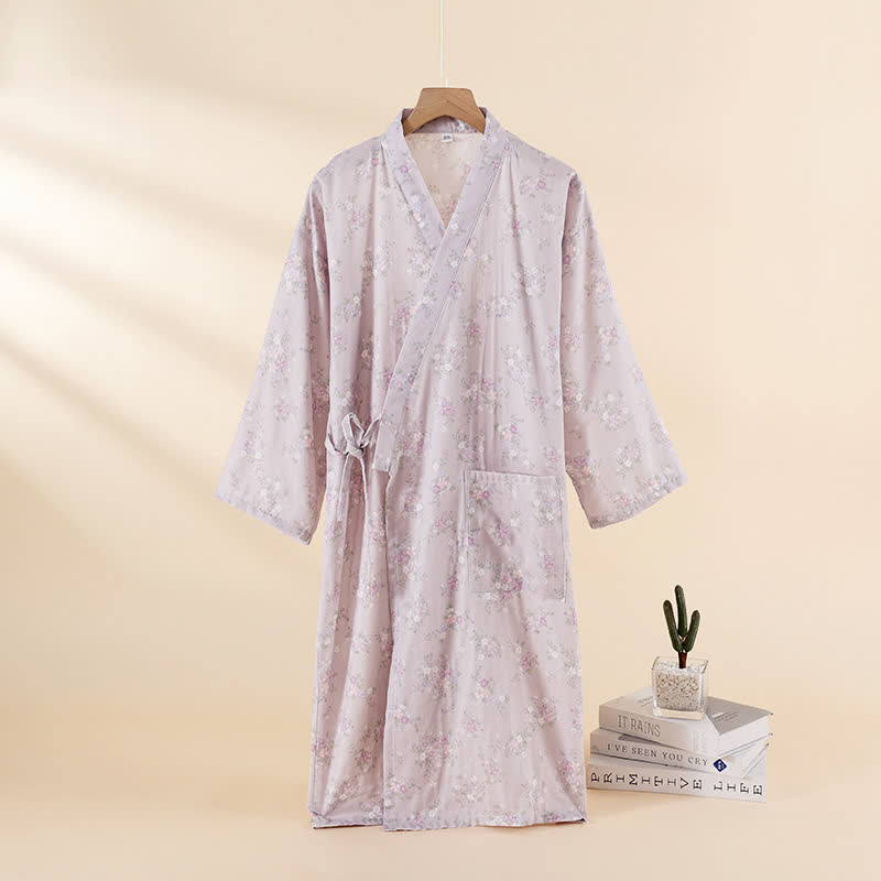 Camicia da notte in garza di cotone floreale da casa