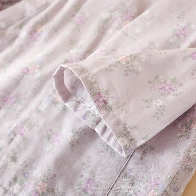 Camicia da notte in garza di cotone floreale da casa