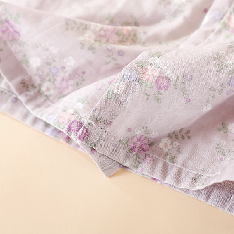 Camicia da notte in garza di cotone floreale da casa