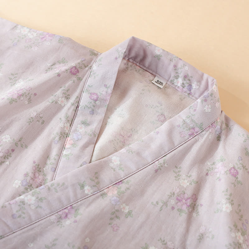 Camicia da notte in garza di cotone floreale da casa