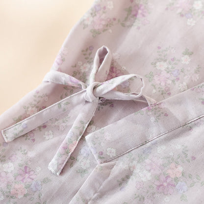 Camicia da notte in garza di cotone floreale da casa
