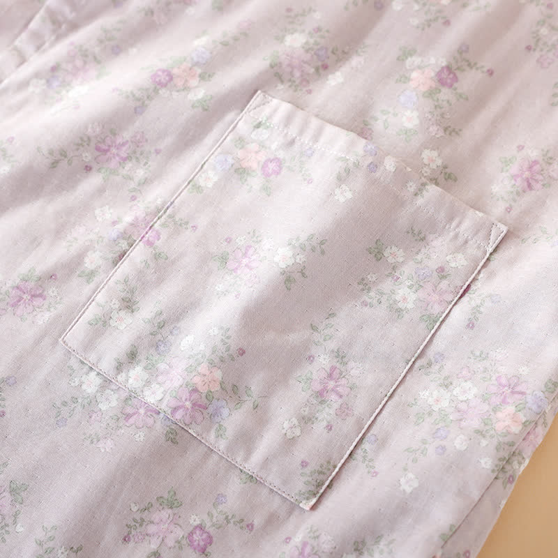 Camicia da notte in garza di cotone floreale da casa