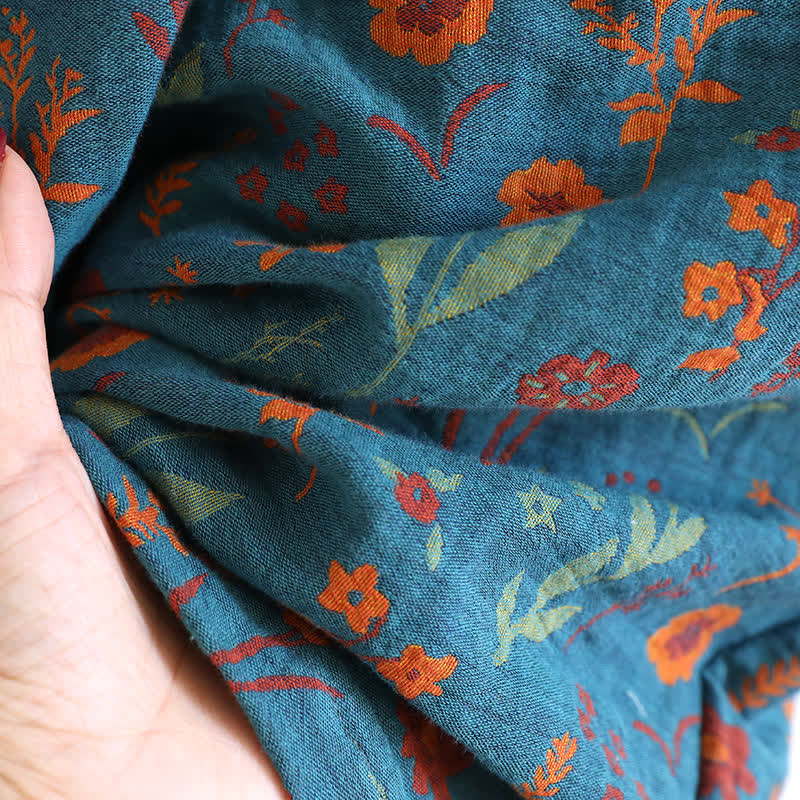 Accappatoio vintage in cotone jacquard floreale tinto in filo