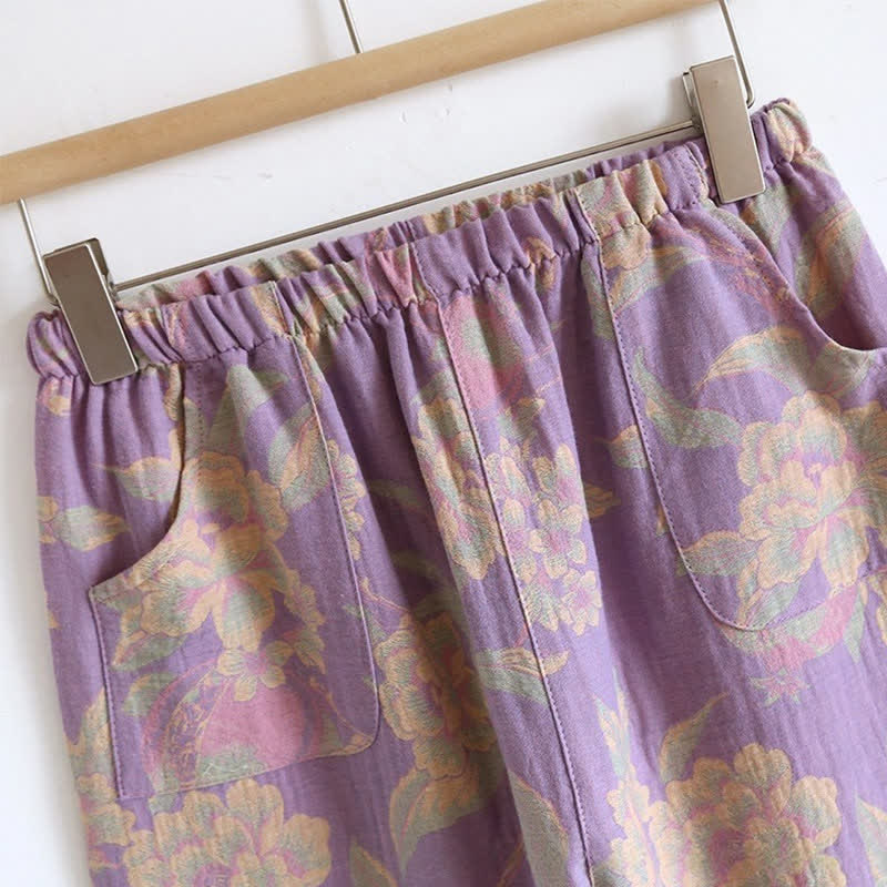 Elegante completo da notte in cotone jacquard tinto in filo vintage