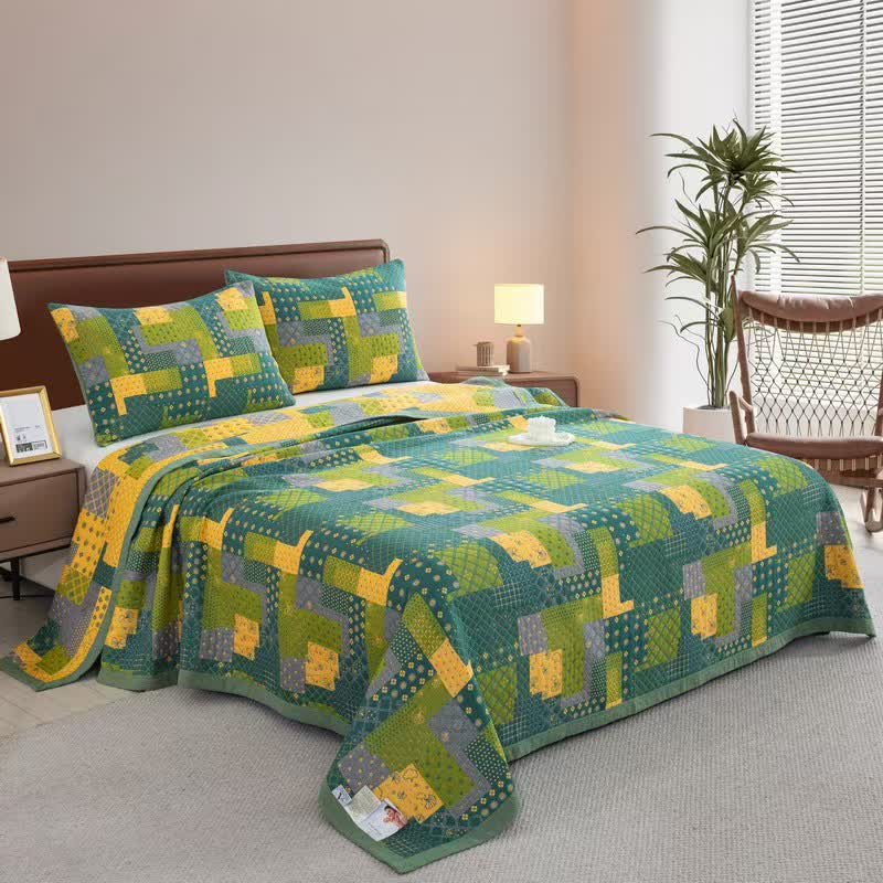 Copriletto in garza di cotone jacquard patchwork vintage