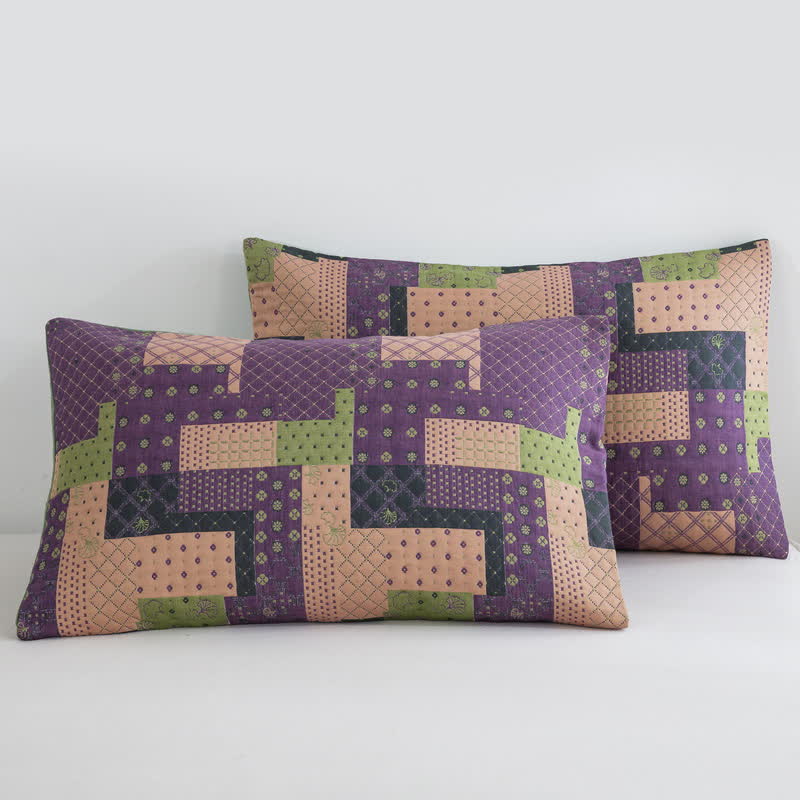 Copriletto in garza di cotone jacquard patchwork vintage