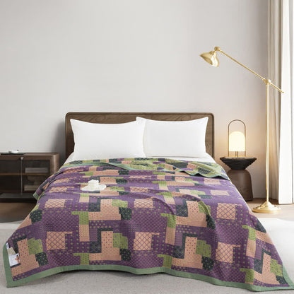 Copriletto in garza di cotone jacquard patchwork vintage