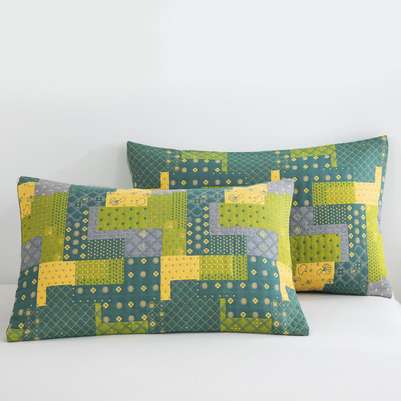 Copriletto in garza di cotone jacquard patchwork vintage