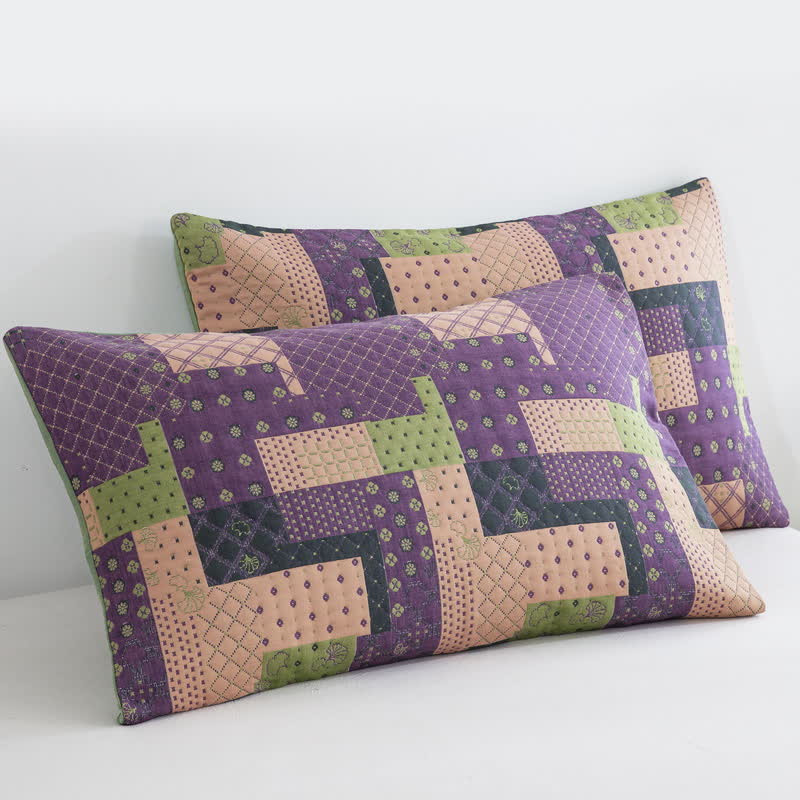 Copriletto in garza di cotone jacquard patchwork vintage