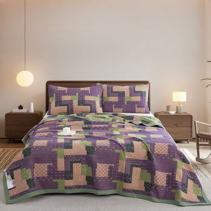 Copriletto in garza di cotone jacquard patchwork vintage