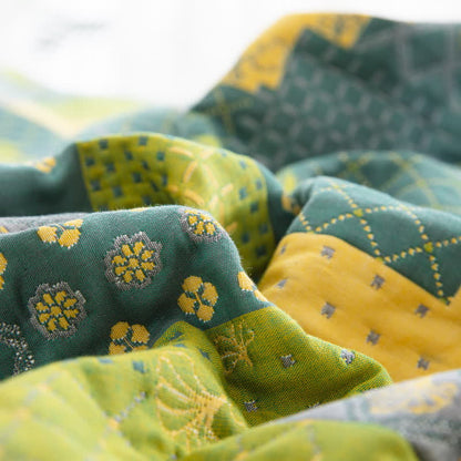 Copriletto in garza di cotone jacquard patchwork vintage