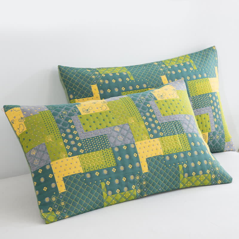 Copriletto in garza di cotone jacquard patchwork vintage