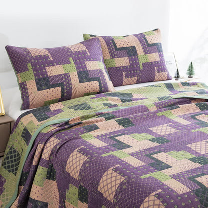Copriletto in garza di cotone jacquard patchwork vintage