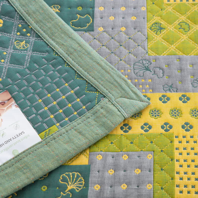 Copriletto in garza di cotone jacquard patchwork vintage