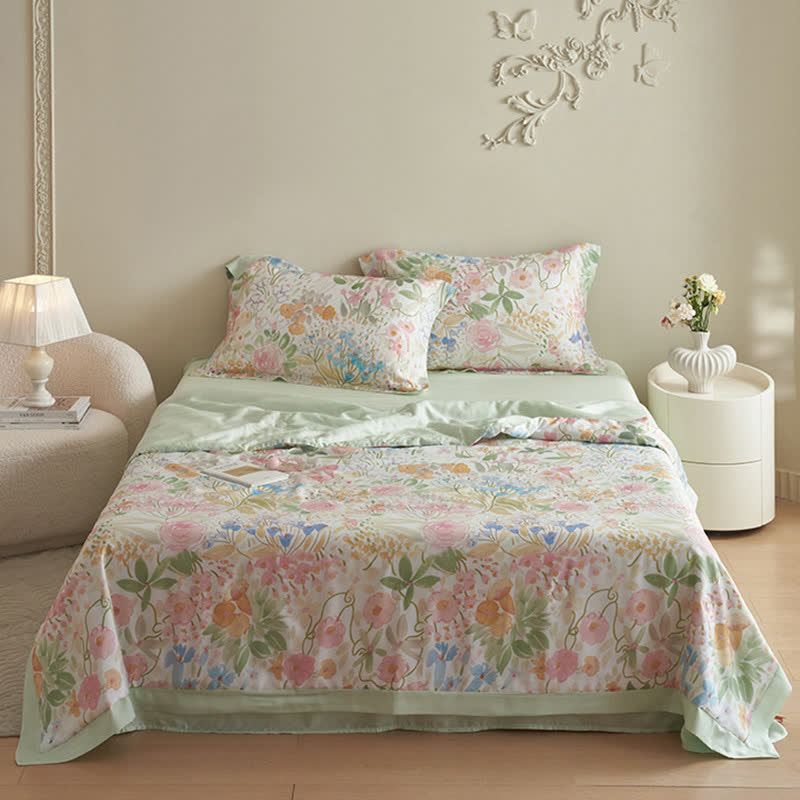 Elegante set di biancheria da letto estiva floreale (4 pezzi)