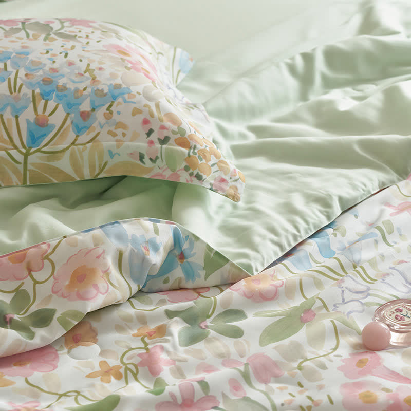 Elegante set di biancheria da letto estiva floreale (4 pezzi)