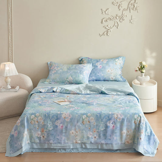 Set di biancheria da letto estiva floreale rustica (4 pezzi)
