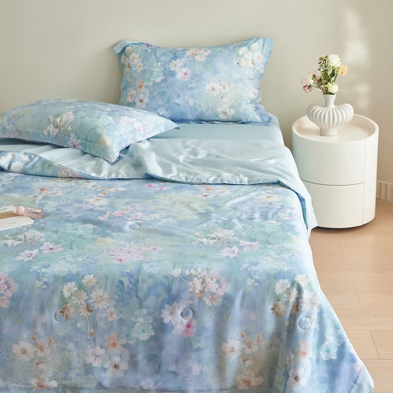 Set di biancheria da letto estiva floreale rustica (4 pezzi)