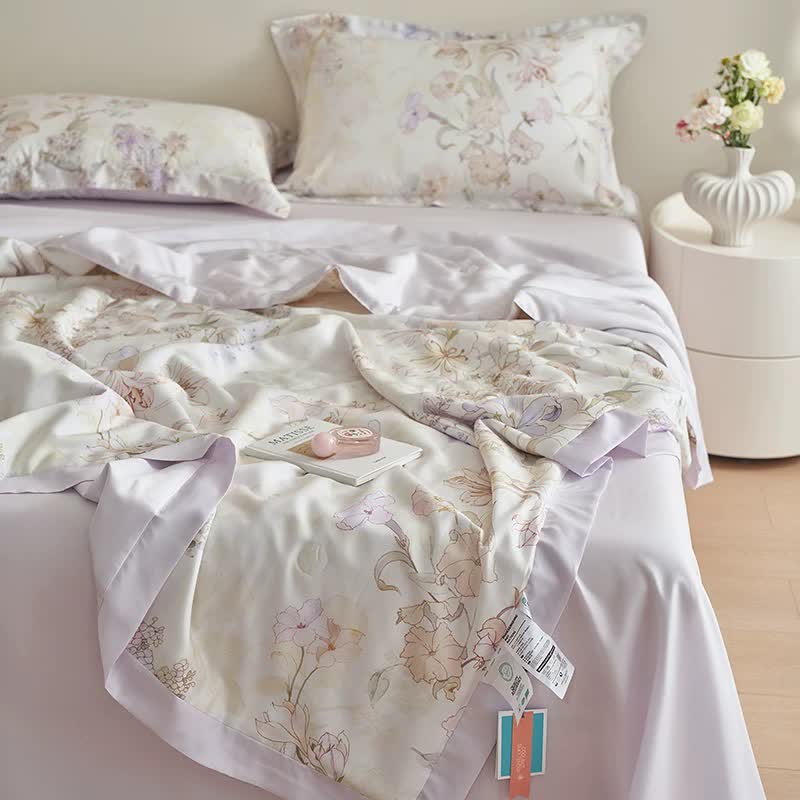 Set di biancheria da letto estiva morbida e fresca con motivi floreali (4 pezzi)