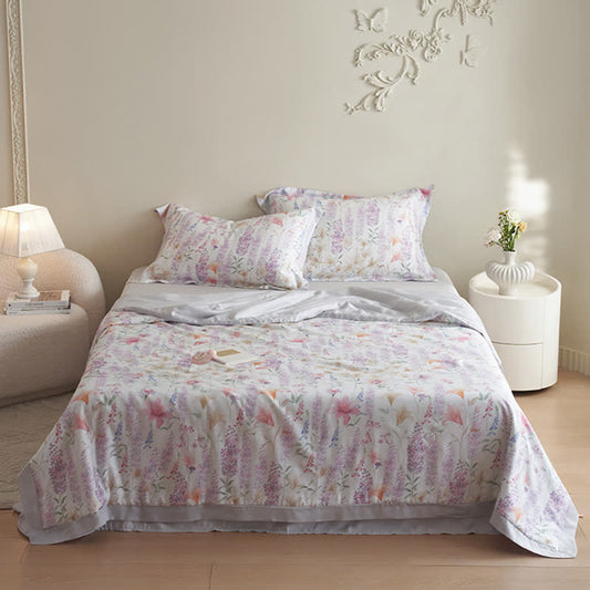 Set di biancheria da letto estiva rustica color lavanda (4 pezzi)