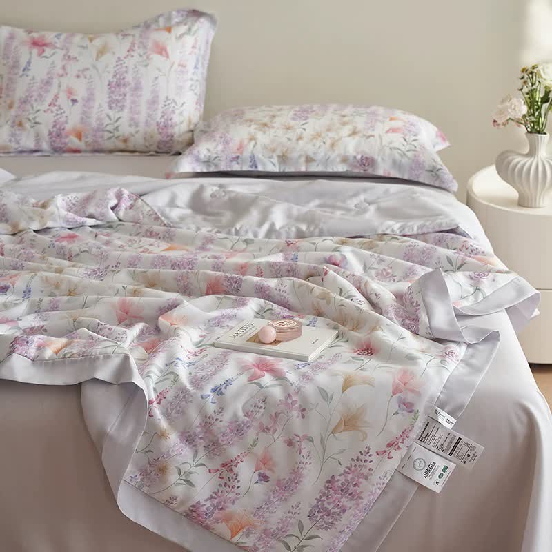 Set di biancheria da letto estiva rustica color lavanda (4 pezzi)