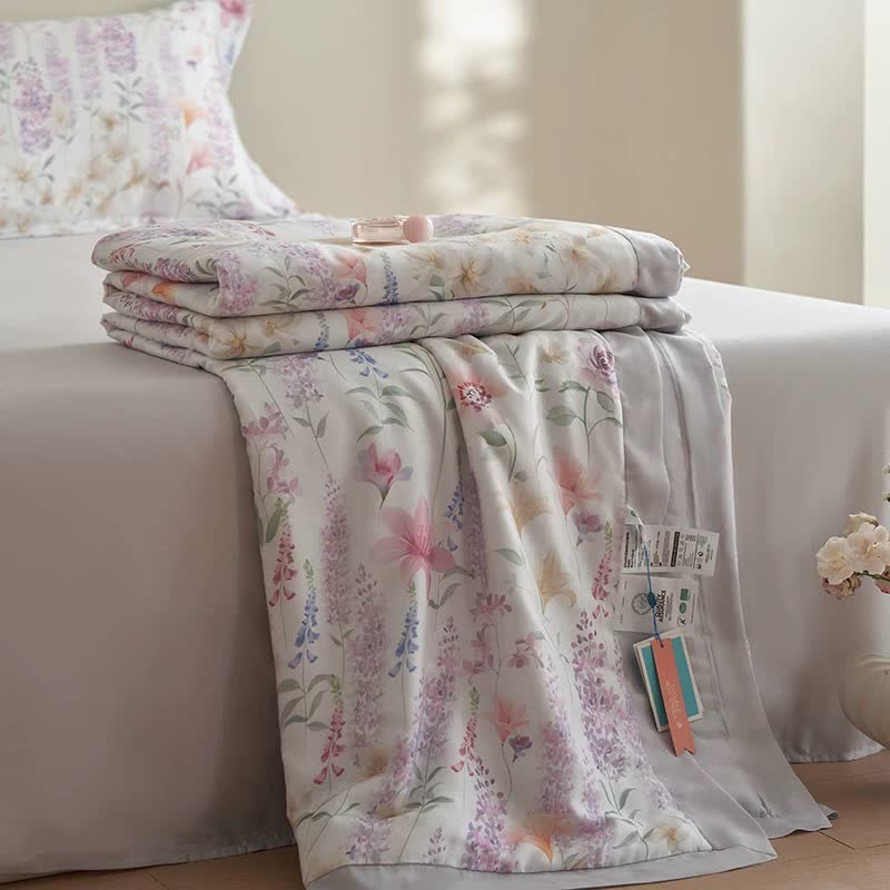 Set di biancheria da letto estiva rustica color lavanda (4 pezzi)